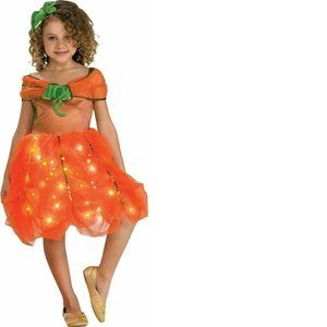 Toddler Pumpkin Light Up Twinkler Halloween Costume 2/4 Orange Dress Girls 2 Pc
